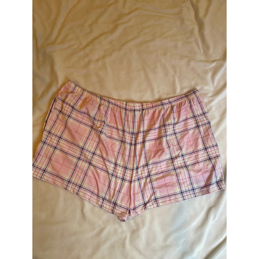 Joyspun Women XL Pajama Set Grey Coffee Tank Pink Plaid Shorts Sleepwear 2pc - Picture 12 of 12